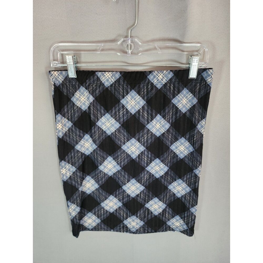 J for Justify Black and Light Blue Plaid Pencil Skirt